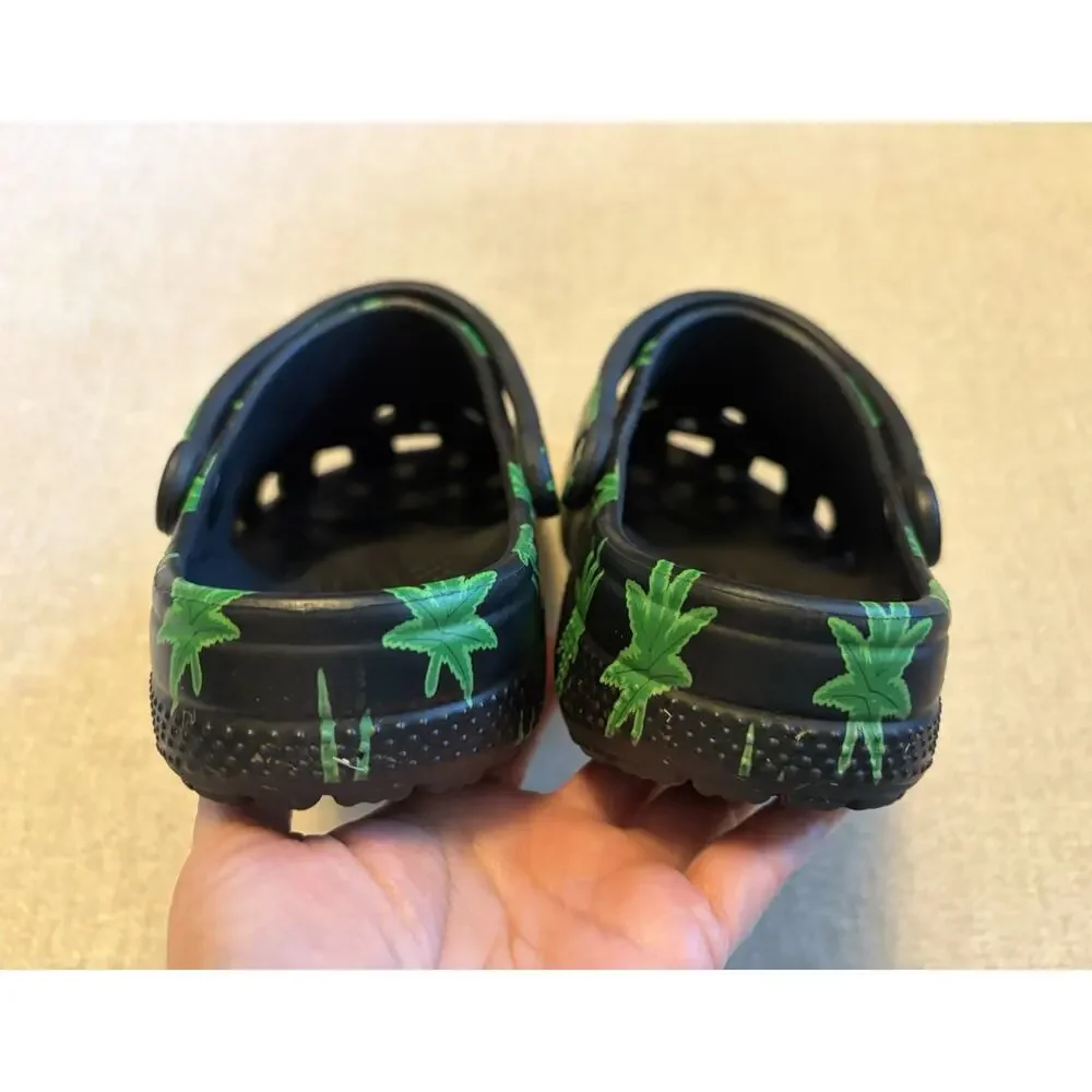 Crocs Classic Hemp Leaf Clogs Unisex Men’s 7 Women’s 9 Black & Green Hippie Pot